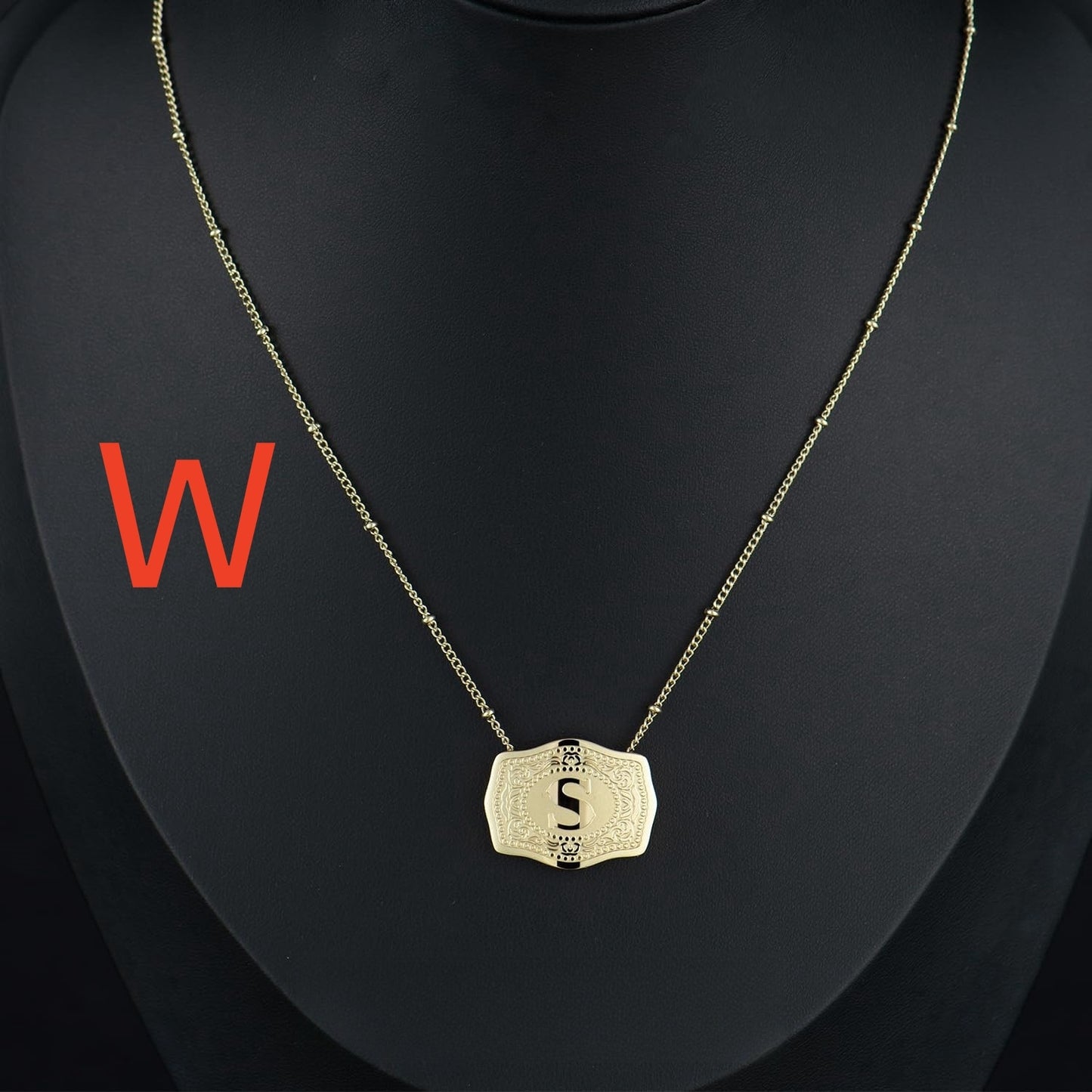 Gold-plated Embossed Slim Chain Adjustable Necklace
