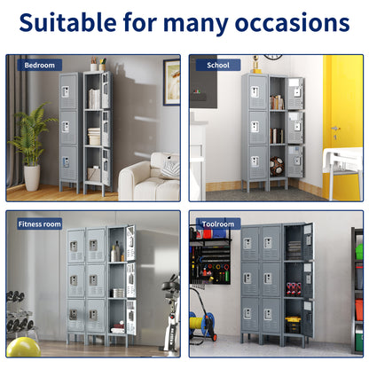 US Local Metal Lockers For Employees With 3 Door Storage Locker For Employees Gym School Home Office Garage - Assembly Required Gray