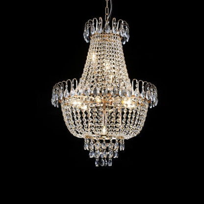 US Local Golden Crystal Chandelier, Large Modern Luxury Chandelier, Suitable For Living Room, Dining Room, Bedroom, Hallway - No Bulb