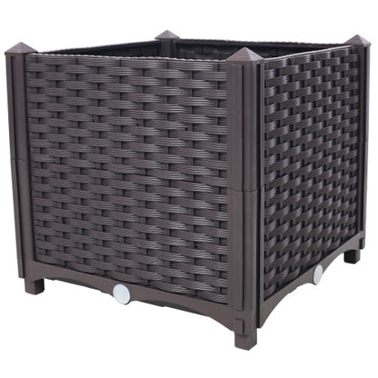 US Local Deep Raised Garden Bed Plastic Planter Boxes For Vegetables Flowers Herbs And Succulents,Self-Watering Planter Box Raised Bed To Grow Flowers, Herbs & Vegetables, 15.7 L X 15.7 D X 14.7 H