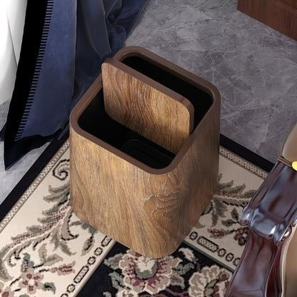 US Local Oversized Retro Wood Grain Trash Can With Odor-proof Seal And Rectangular Flap Suitable For Living Room, Kitchen, Bathroom And Hotel Use