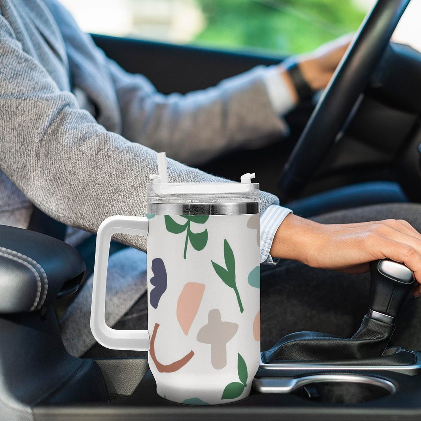 PHDT00041 POD US Local Tumbler 40 oz Large Capacity Car Cup Spring Summer, Abstract, Flowers