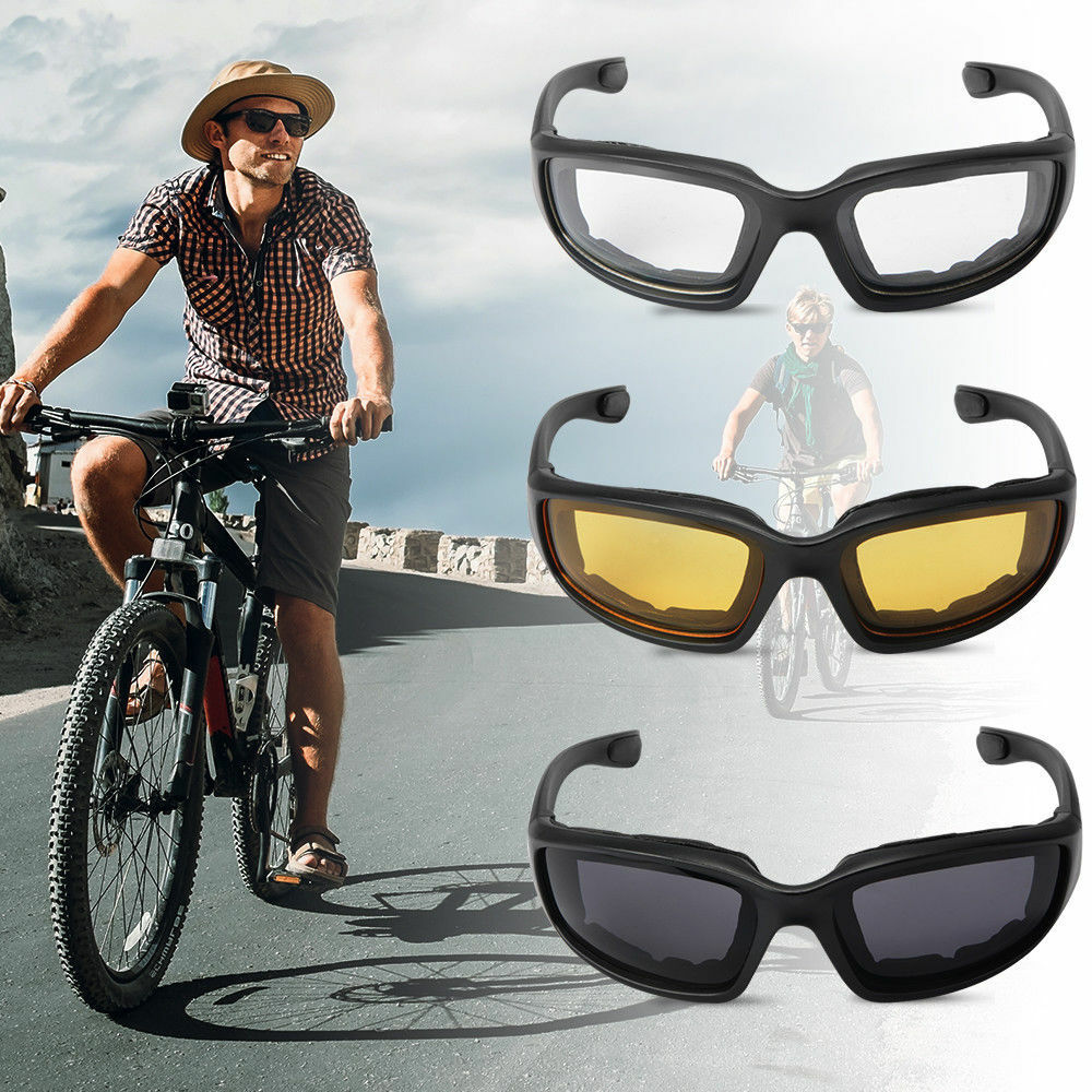US Local Cycling Sunglasses Chopper Outdoor Sports Glasses For Men Wrap Around UV400 Protection For Fishing Driving Glasses Wind Resistant Clear Yellow Gray Lens 3 Pack