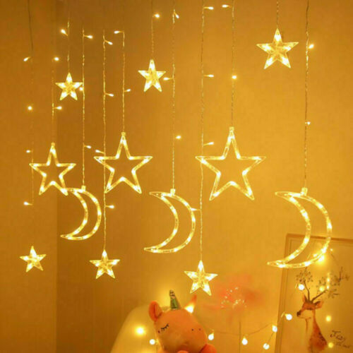 US Local LED Fairy String Window Curtain Lights Star Christmas Xmas Party Home Indoor
