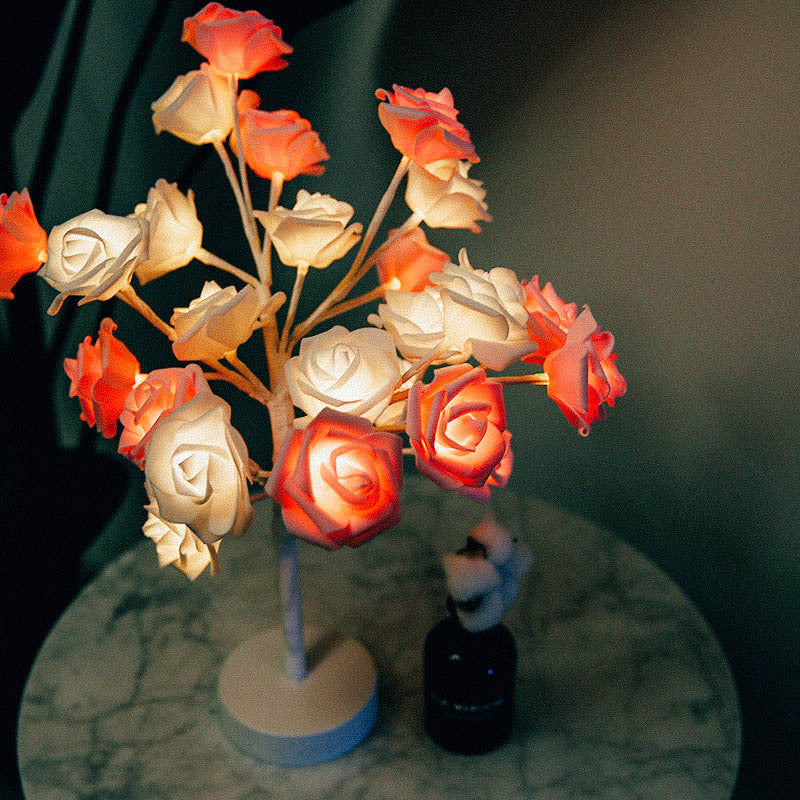 USA Local Rose Flower Lamp USB Battery Operated LED Table Lamp Bonsai Tree Night Lights Garland Bedroom Decoration Lights Home Decor