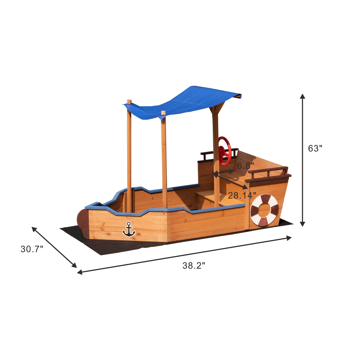 US Local Wooden Sandbox With Storage Platform And Seat For Children Outdoors