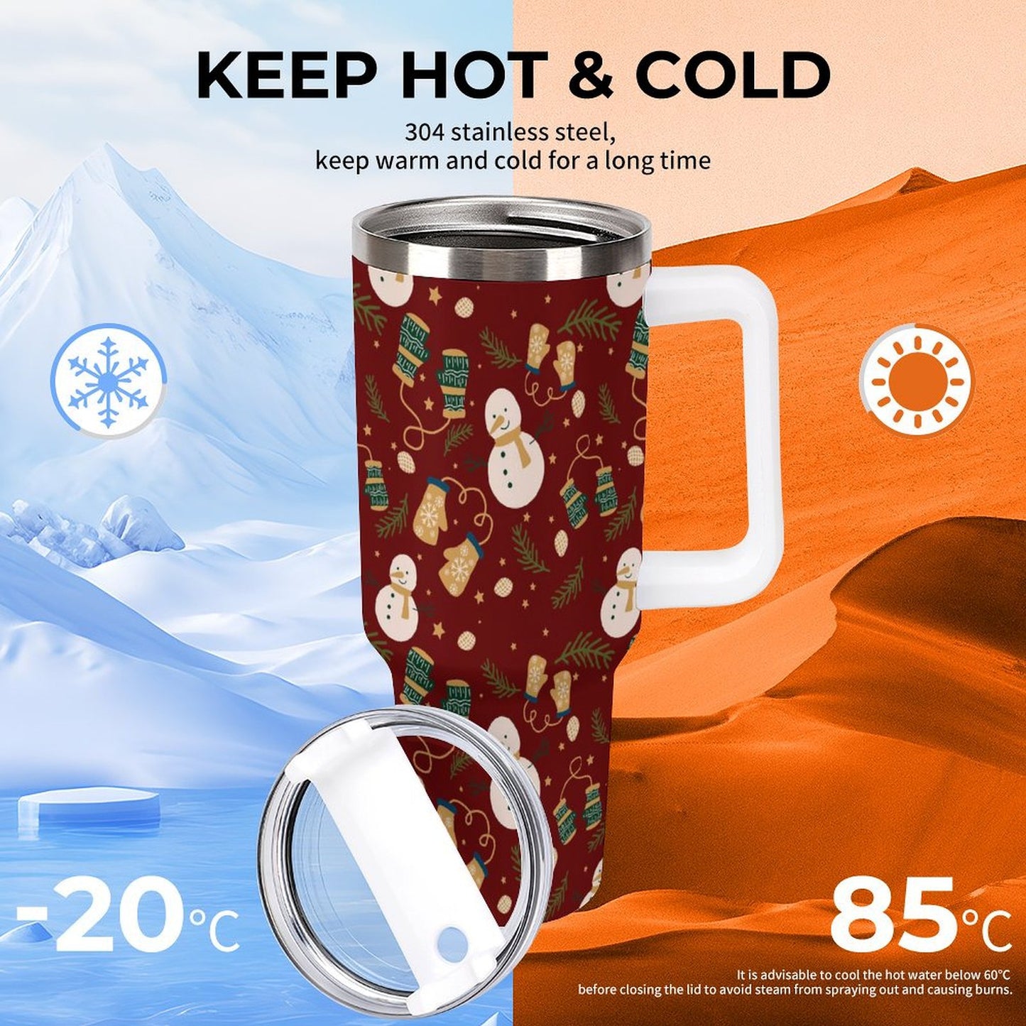 PHDT00178 POD US Local Tumbler 40 oz Large Capacity Car Cup Christmas