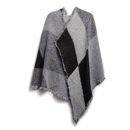 US Local 1 Pc Women Winter Warm Scarf 74.8x25.6In Long Soft Knitted Shawl Extra Thick Plaid Blanket Wrap Cape