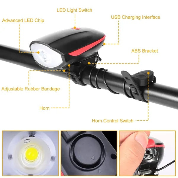 US Local Bike Headlight USB Rechargeable LED Bicycle Front Light Rear Tail Light