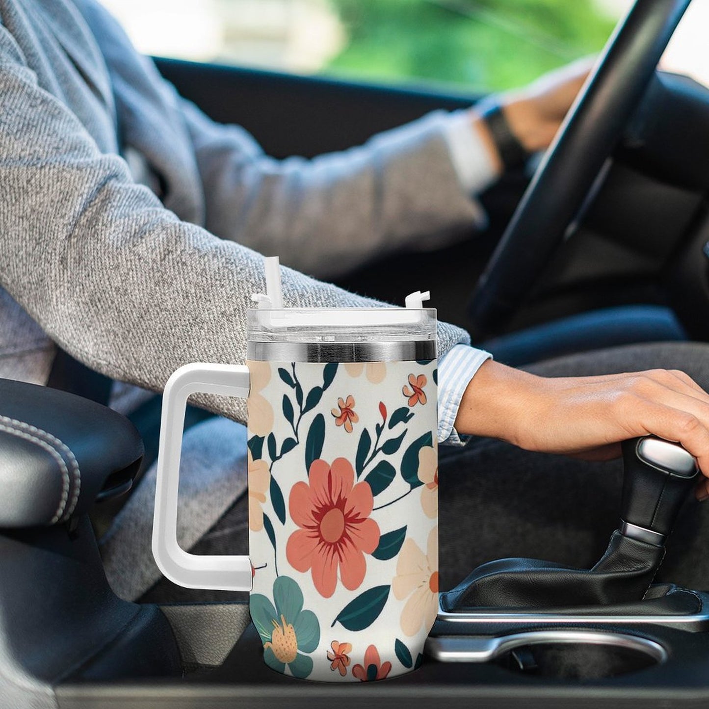 PHDT00367 POD US Local Tumbler 40 oz Large Capacity Car Cup Flower, Retro, Autumn
