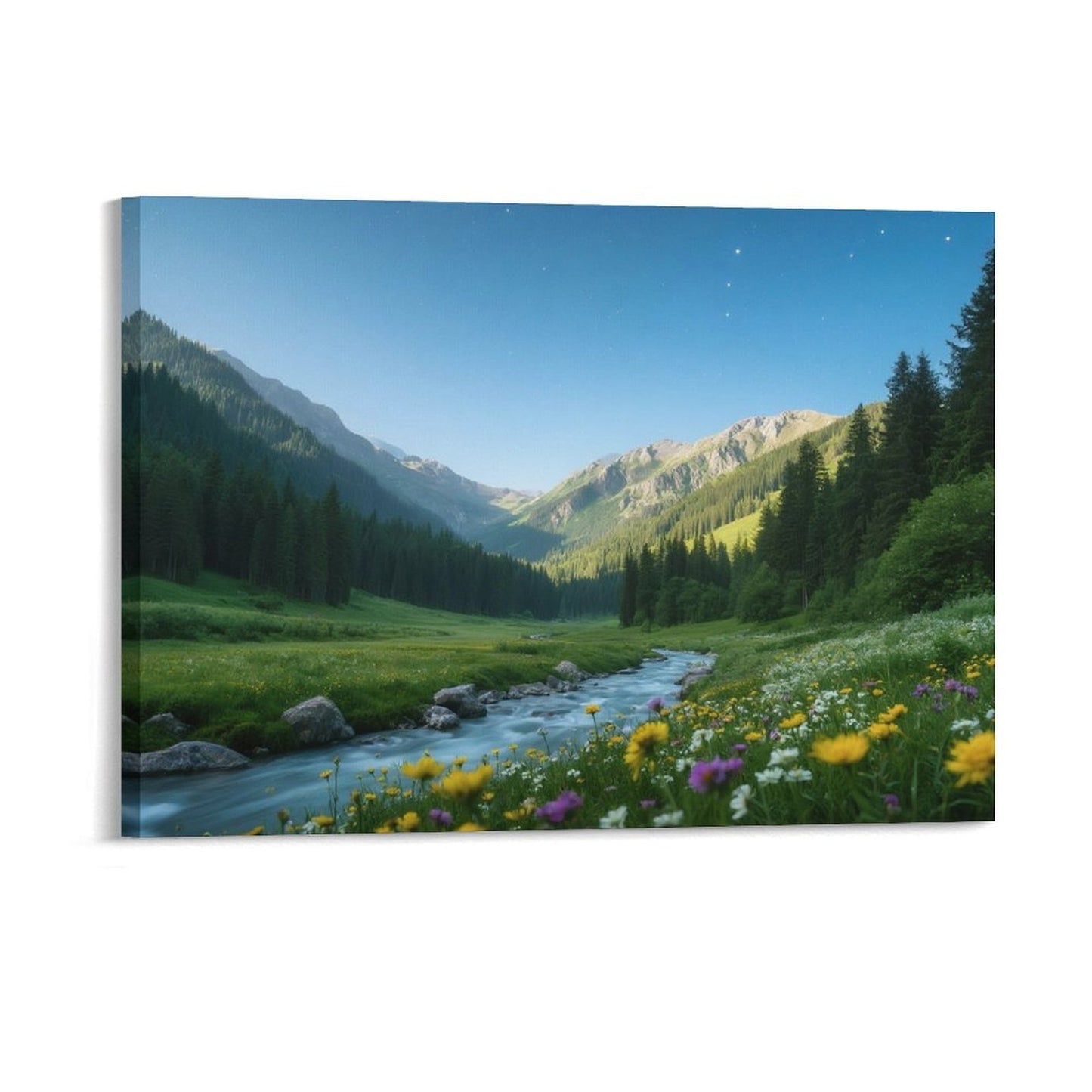 Decorative Interior Frame Painting Mountain-river-starry-summer-1