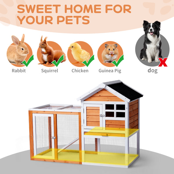 US Local House Type With Running Ladder, Orange-red, Wooden Chicken Rabbit Cage