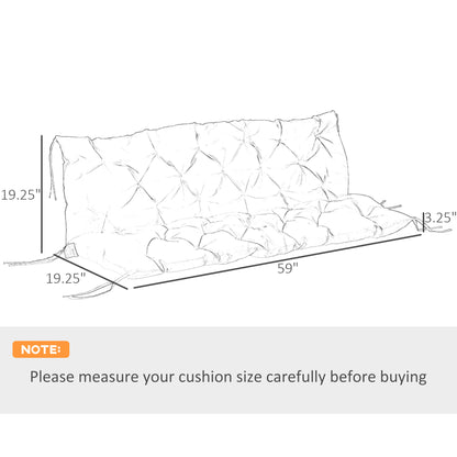 US Local Outdoor Bench Cushion Tufted 3-Seater For Swing Chair Patio Sofa Dark Gray