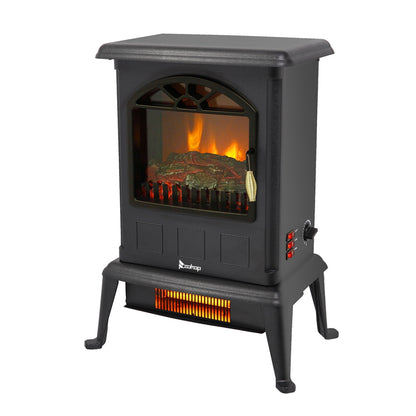 US Local 1500w Vertical Fireplace Machinery Fake Firewood Single Color 2 Quartz Tubes Black