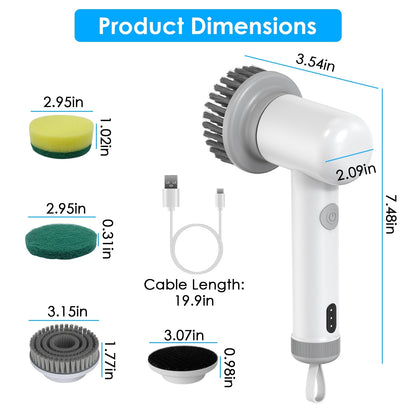 US Local 1Set Electric Handheld Spin Scrubber Cordless Cleaning Brush With 2 Rotating Speeds 3 Cleaning Brushes Rechargeable Shower Scrubber For Kitchen Dish Bathtub Sink Tile