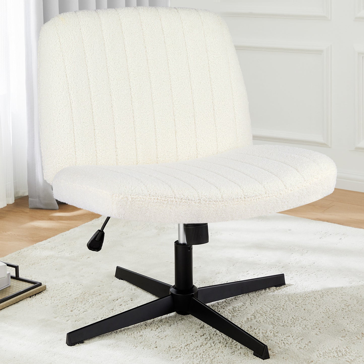US Local Cross-Legged Chair,No Wheels Armless Swivel Home Office Chair