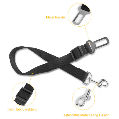US Local 2Pcs Pet Dog Seat Belt Leash Adjustable Pet Dog Cat Safety Leads Harness Car Vehicle Nylon Fabric Seatbelt Strap