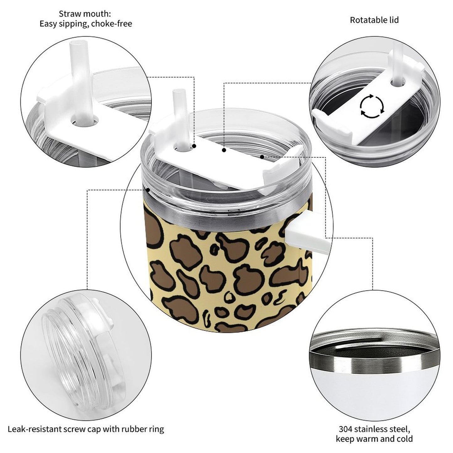 PHDT00403 POD US Local Tumbler 40 oz Large Capacity Car Cup Leopard