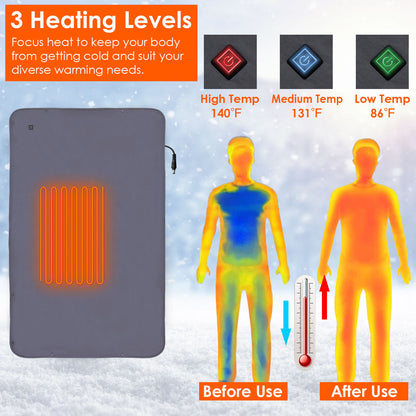 US Local 1Pc 53.5x37.8in Electric Heated Throw Full Body Heated Shawl Indoor Outdoor Heated Blanket With 3 Heating Levels 2Hrs Auto Off Machine Washable Waterproof