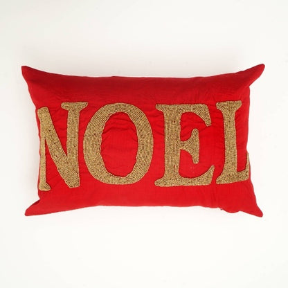 US Local Handmade Red Noel Bead Wooden Pillow