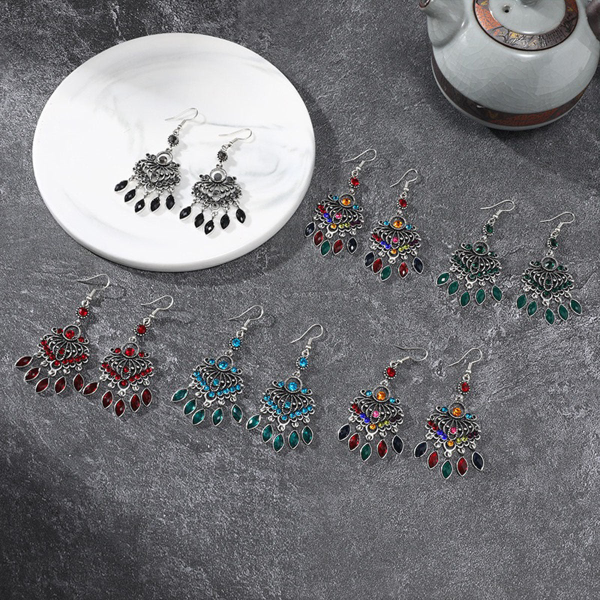 Ethnic Style Bohemian Vintage Engraving Tassel Earrings