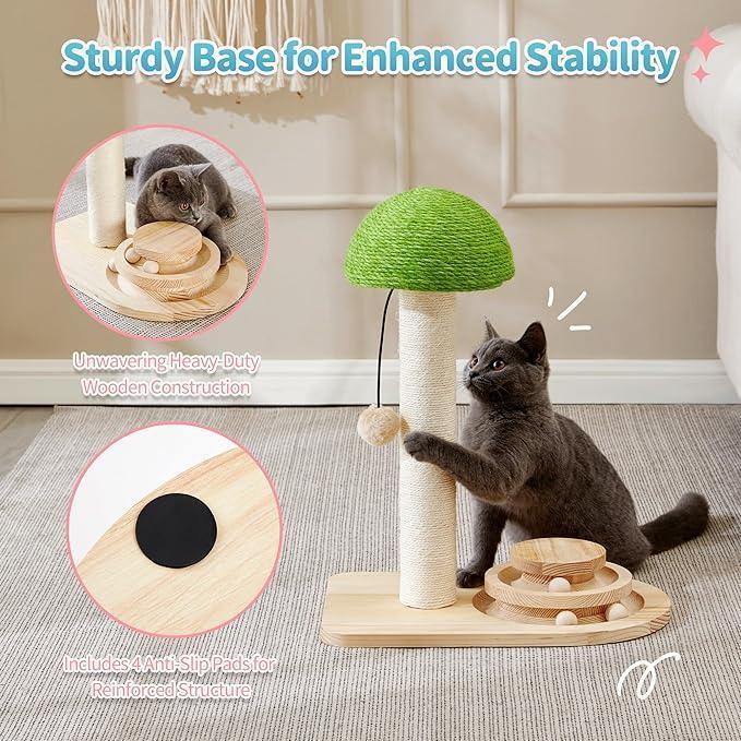 US Local Mushroom Sisal Rope 2 In 1 Wooden Interactive Ball Track Ball Cat Scratching Post Cat Scratching Board