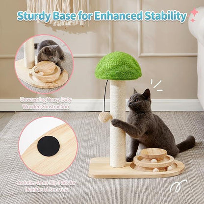 US Local Mushroom Sisal Rope 2 In 1 Wooden Interactive Ball Track Ball Cat Scratching Post Cat Scratching Board