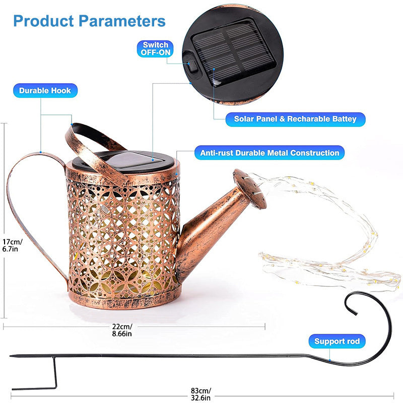 US Local 2 PCS LED Watering Can Solar Light Strings, Solar Lights Outdoor Decorative Lamp, Solar Lantern Outd