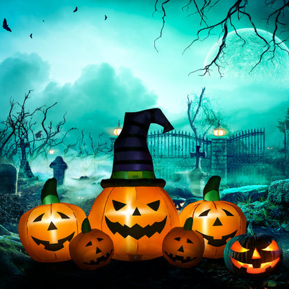 US Local Outsunny 73L Inflatable Halloween Decoration,5 Pumpkin, Blow Up Outdoor LED Yard Display, Waterproof