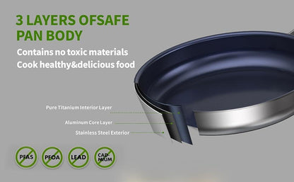 US Local Titanium Alloy Stainless Steel 10-inch PFAS-Free PFOA-Free Non-Stick Pan Dishwasher-Safe Oven-Safe Suitable For All Stovetop Cookware