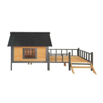 US Local Outdoor Large Wooden Cabin House Style Wooden Dog Kennel With Porch