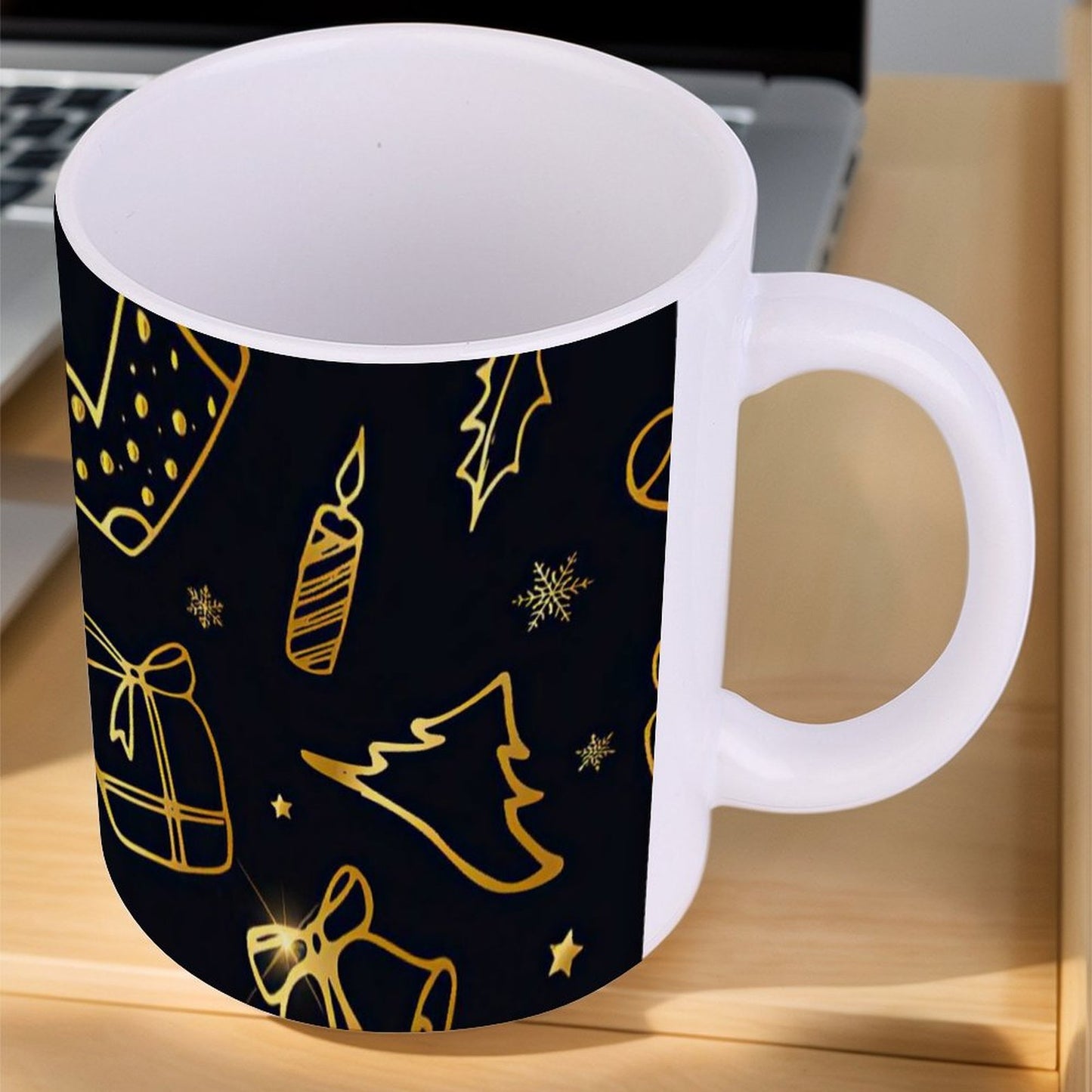 POD US Local White mug with full print, Christmas Gift Golden 0100