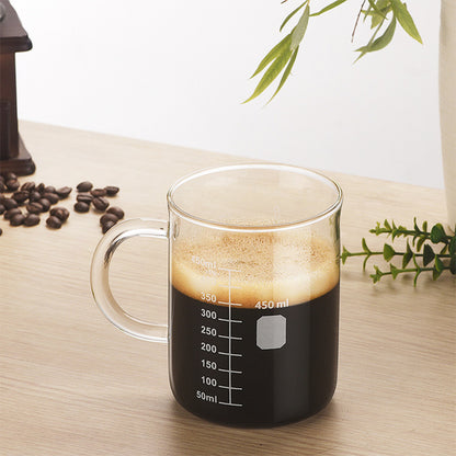 US Local 1 PCS Transparent Tape With High Borosilicate Glass Cup, Coffee Cup, Coffee Sharing Cup With Scale Identification