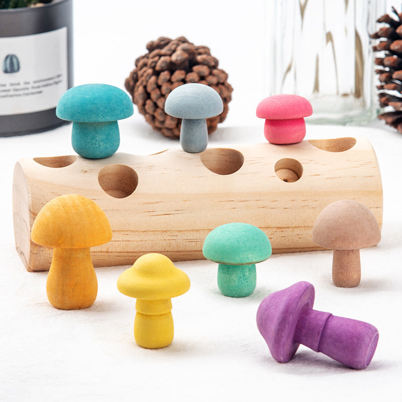 US Local Simulation Mushroom Picking Game Wooden Toys