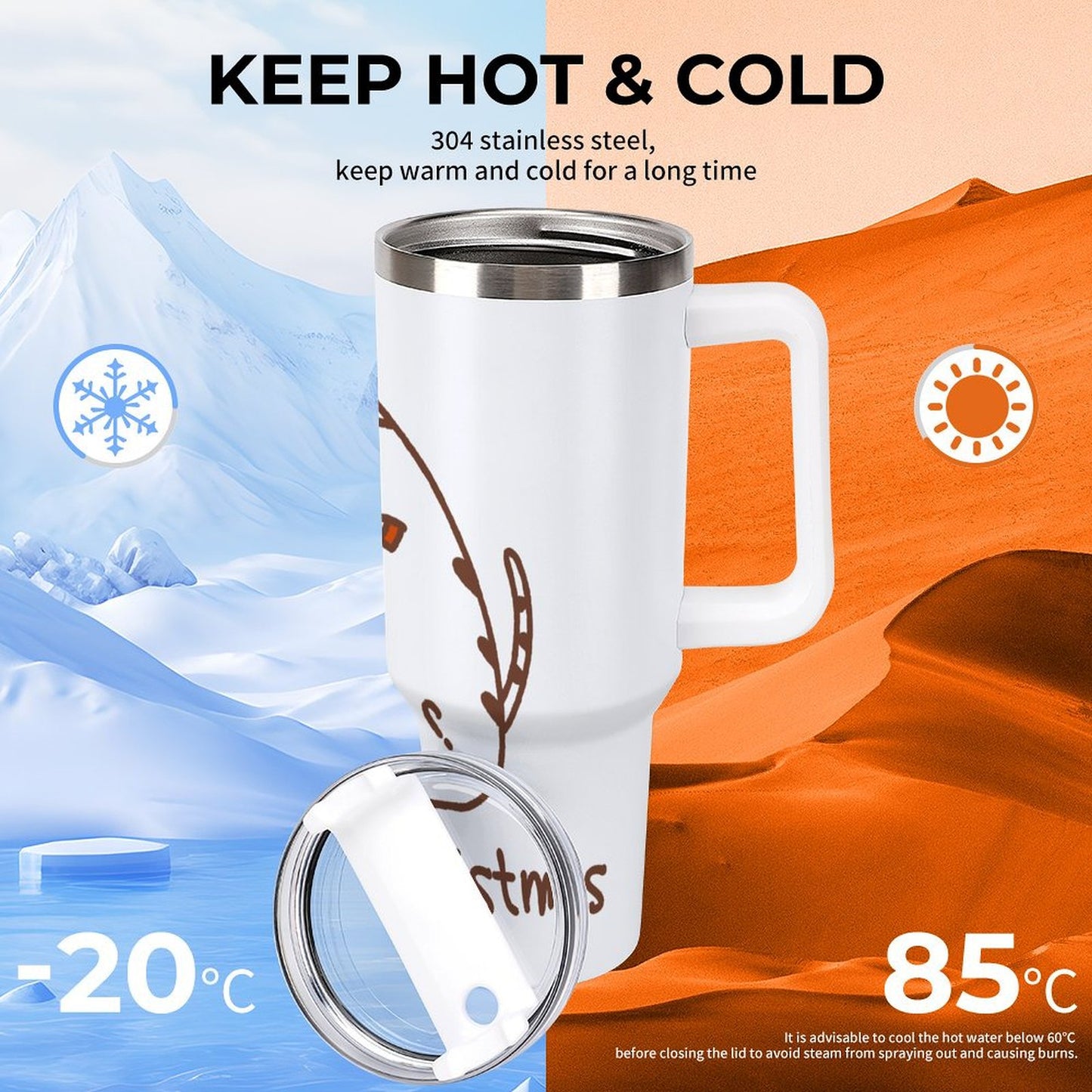 PHDT00012 POD US Local Tumbler 40 oz Large Capacity Car Cup Christmas Cat