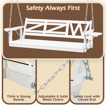 US Local Wooden Outdoor Porch Swing With 3-seat