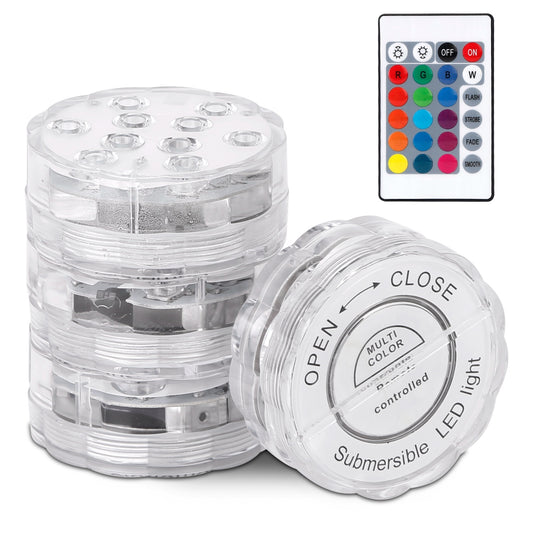 US Local 4Pcs RGB Swimming Pool Lights With Remote Control  IP68 Waterproof Battery Operated Submersible 16 Modes For Pond Bathtub Hot Tub Party