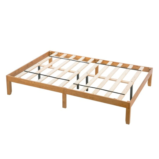US Local Ueen Size Wood Platform Bed Frame,No Box Spring Needed,Strong Wood Slat Support, Easy Assembly