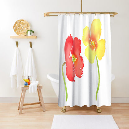 Bathroom Fashion Green Plant Print Waterproof Anti-mildew Shower Curtain