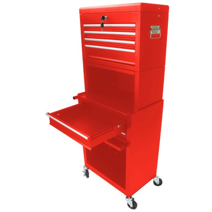 US Local High Capacity Rolling Tool Chest With Wheels And Drawers, 6-Drawer Tool Storage Cabinet--RED
