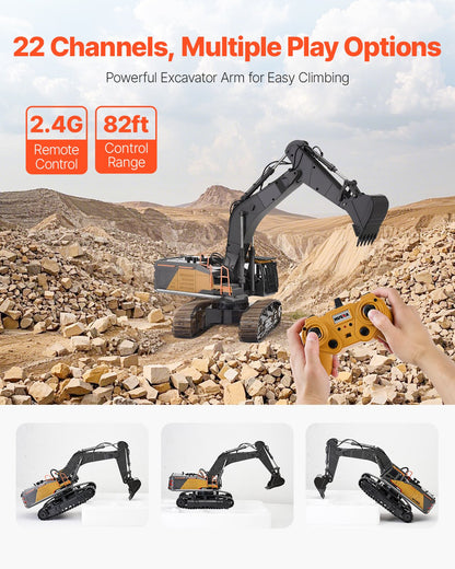 US Local Remote Control Excavator Toy 22 Channel 1:14 Scale RC Excavator Digger For Kids