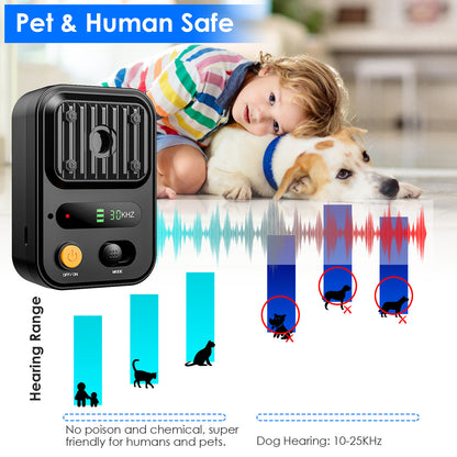 US Local Black-Green Color Options -- 1Pc Ultrasonic Anti-Barking Device Rechargeable Auto Dog Bark Control Deterrent Box Training Device IPX4 Waterproof With 3 Frequency Max 32.8Feet Sensing Distance For Most