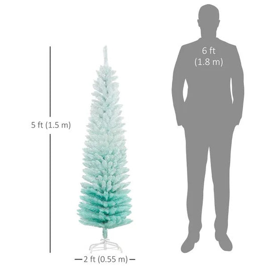 CA Local 5 ft Pencil Christmas Trees, Skinny Artificial Christmas Tree For Xmas Holiday Decor, Gradient Blue