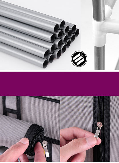 US Local Double Row 9-grid Non-woven Shoe Cabinet Boots In Coffee Color