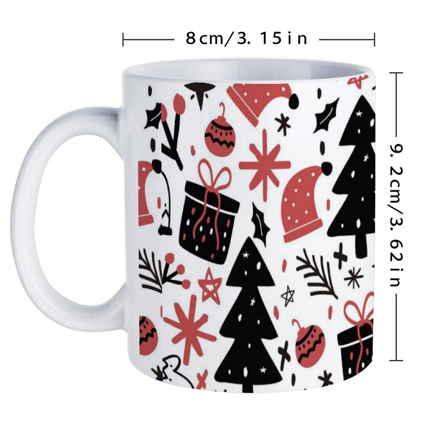 POD US Local White mug with full print, Christmas Hat, Tree 0021