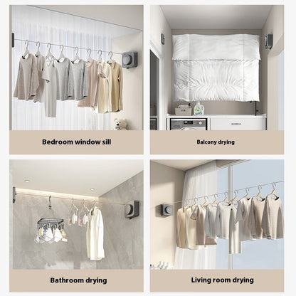 Wall Hanging Laundry Line Household Wire Telescopic Clothesline Rust-Proof Anti-Sagging Laundry Line For Indoor Outdoor Clothes Drying Rack