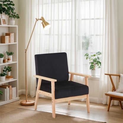 US Local Velvet Accent Chair Relaxing Armchair With Solid Wood Frame For Living Room