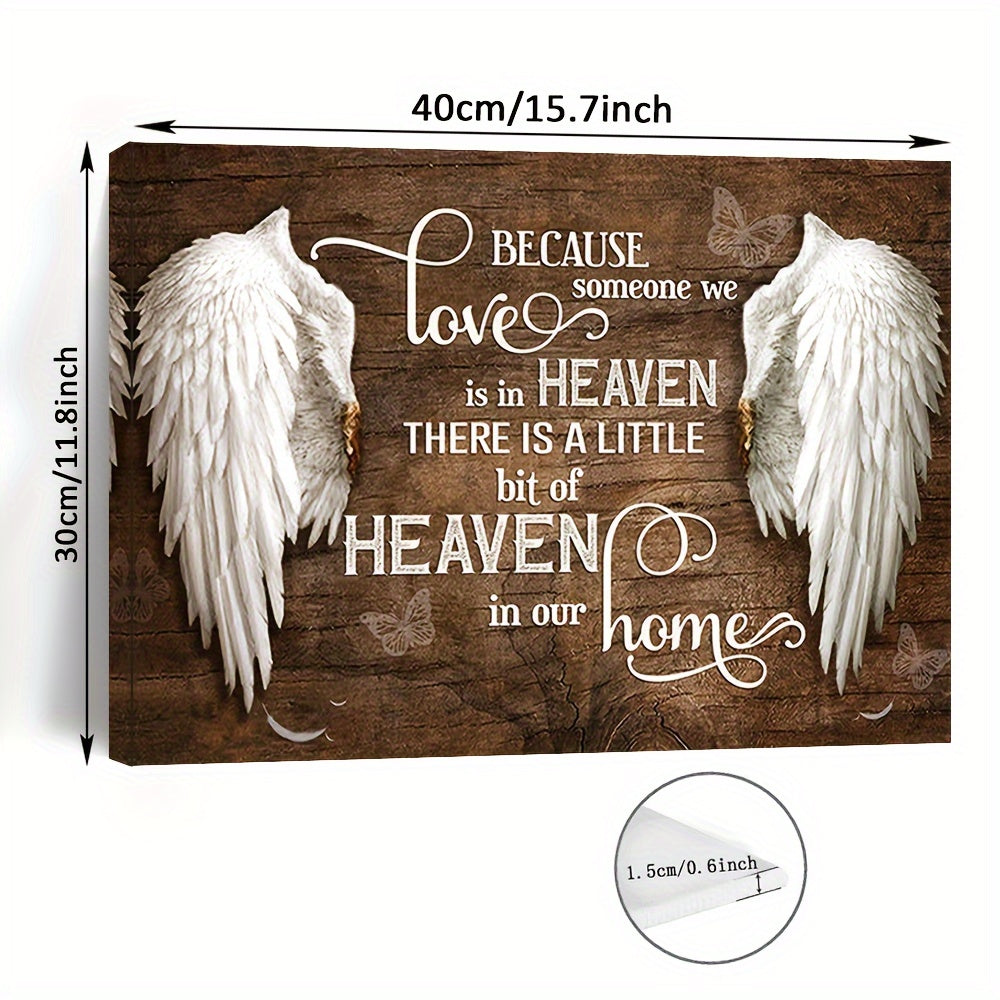 US Local 1 Wooden Frame Canvas Painting, Commemorative Wall Art Canvas Heavenly Angel Wings At Home, Framed Wall Art Print, Suitable For Living Room And Bedroom, Home Decoration, Holiday Gift For Her Or Him