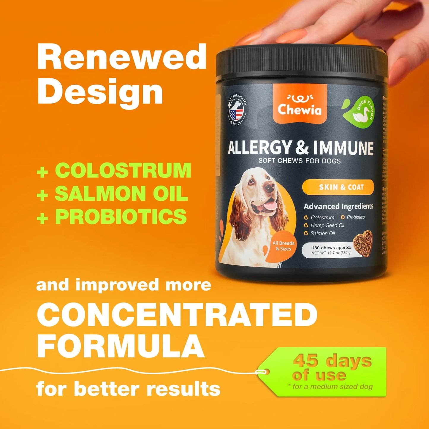 US Local Dog Allergy Relief Chews Itch Relief For Dogs Anti Itch Dog Allergy Chews US Formulated Dog Itching Skin Relief With Salmon Oil Immune Health Seasonal Allergies & Hot Spots Support Treats