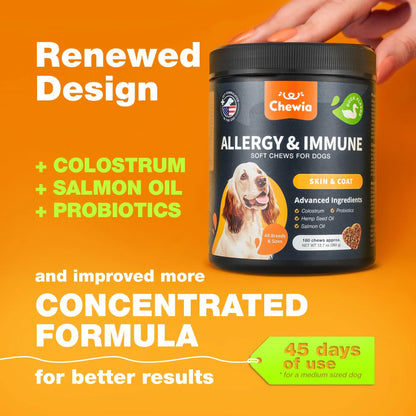 US Local Dog Allergy Relief Chews Itch Relief For Dogs Anti Itch Dog Allergy Chews US Formulated Dog Itching Skin Relief With Salmon Oil Immune Health Seasonal Allergies & Hot Spots Support Treats